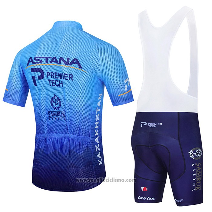 2021 Abbigliamento Ciclismo Astana Blu Manica Corta e Salopette